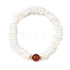 Natural Sea Shell Square Heishi Beads Dangle Earrings and Bracelets SJEW-JS01388-6