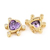Brass Micro Pave Cubic Zirconia with Glass Pendants KK-L275-62G-01-2