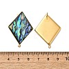 304 Stainless Steel Pave Natural Paua Shell Stud Earring Findings STAS-Z125-05G-3