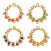 4Pcs Glass Seed Beaded Flower Pendants PALLOY-MZ01237-1