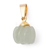 Natural Green Aventurine Pumpkin Charms with Golden Tone 304 Stainless Steel Snap on Bails PALLOY-JF02349-04-3