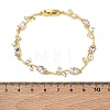 Brass Glass Flower Link Chain Bracelets KK-CBA7DFA-01G-04-5
