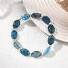 Natural Apatite & Non-magnetic Synthetic Hematite Oval Beaded Stretch Bracelets for Women Men BJEW-JB13934-02-1