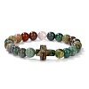 Natural Indian Agate Round Beads Stretch Bracelets YG0612-2-1