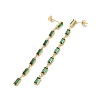 Cubic Zirconia Rectangle Dangle Stud Earrings EJEW-P206-03G-01-2