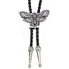 Alloy Moth Skull Black PU Leather Cord Bolo Tie Lariat Necklaces for Women Men NJEW-WH0031-08AS-1