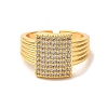 Rack Plating Brass Micro Pave Clear Cubic Zirconia Cuff Rings for Women RJEW-G325-13I-G-2