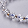 Faceted Natural Quartz Crystal Stretch Beaded Bracelets BJEW-H543-A10-2