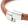 Cowhide Braided Flat Cord Bracelet with 304 Stainless Steel Magnetic Clasps BJEW-H552-01P-02-3