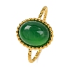 Oval Natural Dyed & Heated Green Onyx Agate Finger Rings RJEW-Q822-55G-01-1