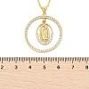 Brass Micro Pave Clear Cubic Zirconia Ring Pendant Necklaces NJEW-P322-A03-G-5