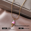 Vintage Summer 304 Stainless Steel Enamel Pendant Round Snake Chain Necklaces for Women QH4448-5-1