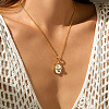 Vintage Brass Pave Clear Cubic Zirconia Enamel Oval with Flower Pendant Necklaces for Women WGF0AA9-01-2
