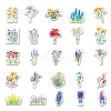 50Pcs Mixed Styles Flower Pattern Waterproof PVC Plastic Stickers X-STIC-PW0001-367-4