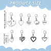 36Pcs 9 Styles Alloy Heart Pendant Decorations HJEW-GO00260-2