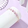 Copper French Wired & Round Natural Kunzite Cuff Bangles for Women BJEW-JB13989-2
