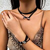 2Pcs 2 Styles Alloy Rectangle PU Leather Layered Cord Choker Necklaces for Women NJEW-CL0001-34B-6