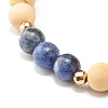 Natural Wood Round Beads Stretch Bracelet BJEW-JB07278-6