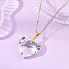 Valentine's Day Faceted Clear Glass Heart Pendant 304 Stainless Steel Satellite Chain Necklaces for Women NJEW-JN06074-01-1