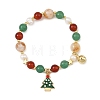 Alloy Enamel Christmas Tree Charm Bracelets BJEW-TA00754-3