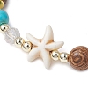 Adjustable Dyed Synthetic Turquoise & Coconut & Wood & Pearl Braided Bead Bracelets BJEW-JB10721-01-3