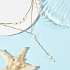 Natural Cultured Freshwater Pearl Two Sides Polished Y Tassel 304 Stainless Steel Double Layered Necklaces for Women NJEW-JN06359-1