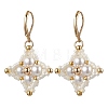 Glass Seed Beads Rhombus Leverback Earrings EJEW-MZ00346-03-2