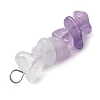 Gradient Color Natural Quartz Crystal & Natural Lavender Amethyst & Natural Blue Lace Agate Chip Beaded Pendants PALLOY-JF02790-03-4