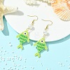 304 Stainless Steel with Glass Cylinder Seed Beads Dangle Earrings EJEW-MZ00815-6