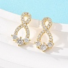 Brass Micro Pave Clear Cubic Zirconia Infinity Stud Earrings EJEW-F400-13G-1