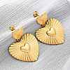 Heart 304 Stainless Steel Dangle Stud Earrings EJEW-Z109-03G-2