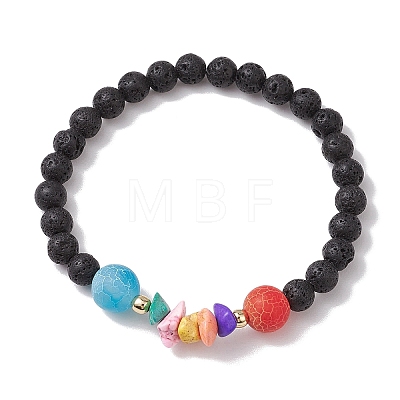 Frosted Round Natural Mixed Gemstone Stretch Bracelets for Women Men BJEW-JB10979-1