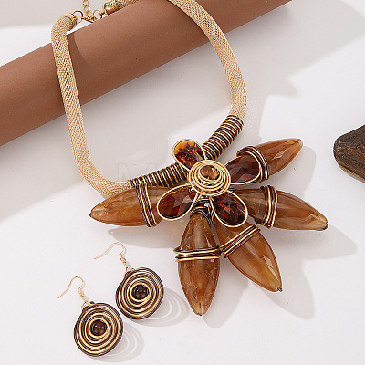 Aluminum & Resin Flower Statement Jewelry Set WGDD658-02-1