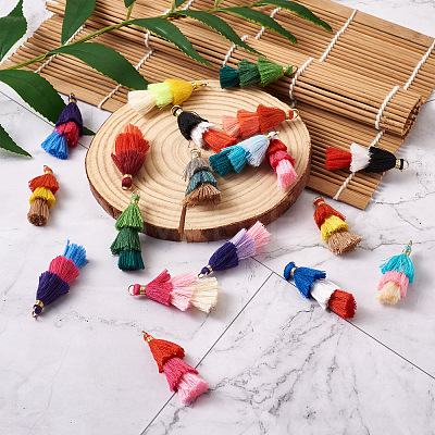 96Pcs 24 Colors Polycotton(Polyester Cotton) Tassel Pendant Decorations FIND-TA0001-27-1