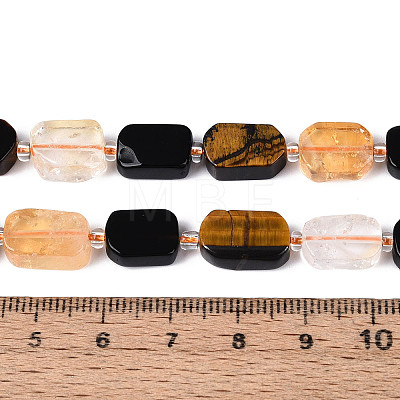 Natural Obsidian & Citrine & Tiger Eye Beads Strands G-N358-02A-05-1