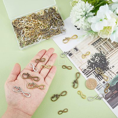 120Pcs 6 Styles Tibetan Style Alloy Infinity with Hope Connector Charms TIBE-FH0001-20-1