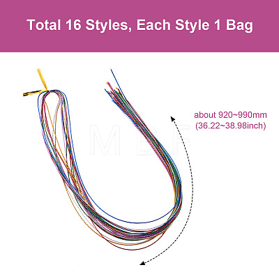Kissitty 16 Bags 16 Style Metallic/Polyester/Organza/Yarn Cords Cords Hair Braiding String OHAR-KS0001-01-1