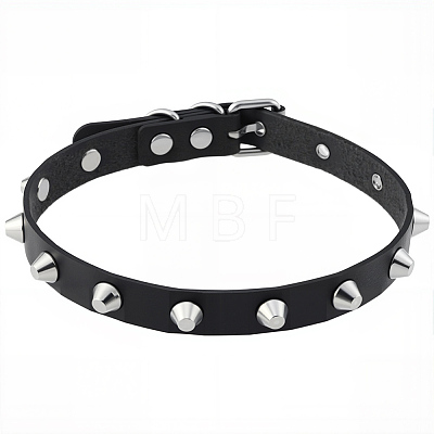 Punk Rock Style Alloy Rivet Imitation Leather Chocker Necklaces NJEW-CL0001-31-1