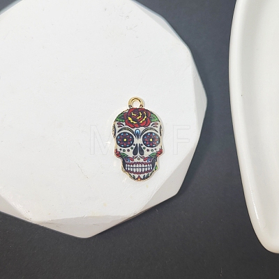 Halloween Printed Alloy Enamel Pendants PW-WG78A22-02-1