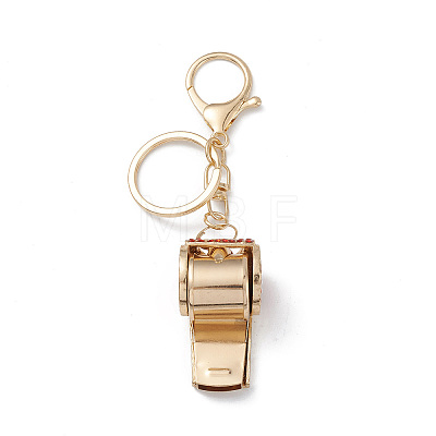 Shining Zinc Alloy Rhinestone Whistle Pendant Keychain KEYC-O014-01G-02-1