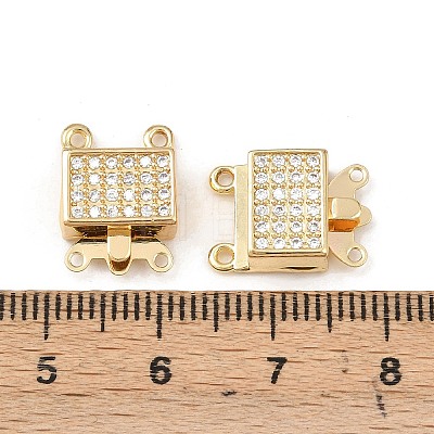 Brass Micro Pave Clear Cubic Zirconia Box Clasps KK-L255-02G-02-1