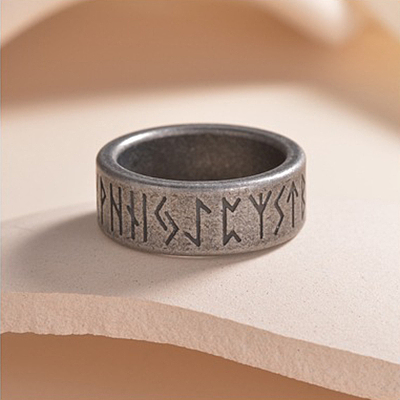 Viking Rune Titanium Steel Finger Rings for Men WGDF4AB-47-1