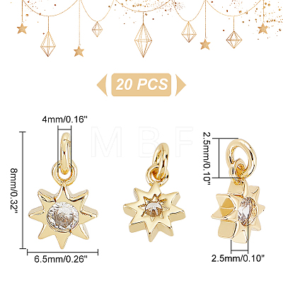 20Pcs Brass Micro Pave Cubic Zirconia Pendants KK-DC0001-88-1