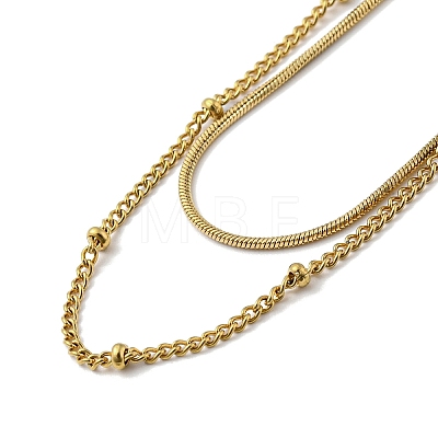 304 Stainless Steel Double-Layer Necklace LS-NJEW-Q321-01G-1