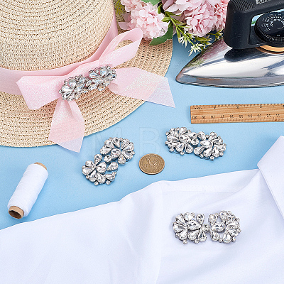 6Pcs Flower Glass Rhinestone Cabochons DIY-FG0010-18B-1