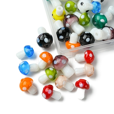 10 Colors Mushroom Handmade Lampwork Beads LAMP-FS0001-15-1