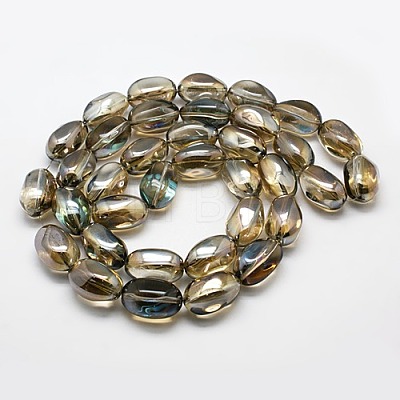 Full Rainbow Plated Crystal Glass Oval Beads Strands X-EGLA-F026-A03-1