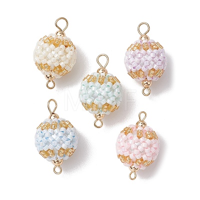 Seed Beads Loom Round Link Connector Charms PALLOY-MZ00377-1