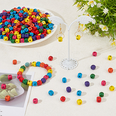 Dyed Wood Cube Beads WOOD-WH0025-82-1