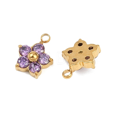 304 Stainless Steel Micro Pave Cubic Zirconia Charms STAS-B088-01G-05-1